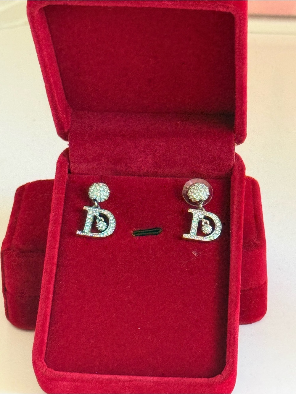 Dior Silver Crystal 'D' Drop Earrings 💫 - Picture 4 of 8